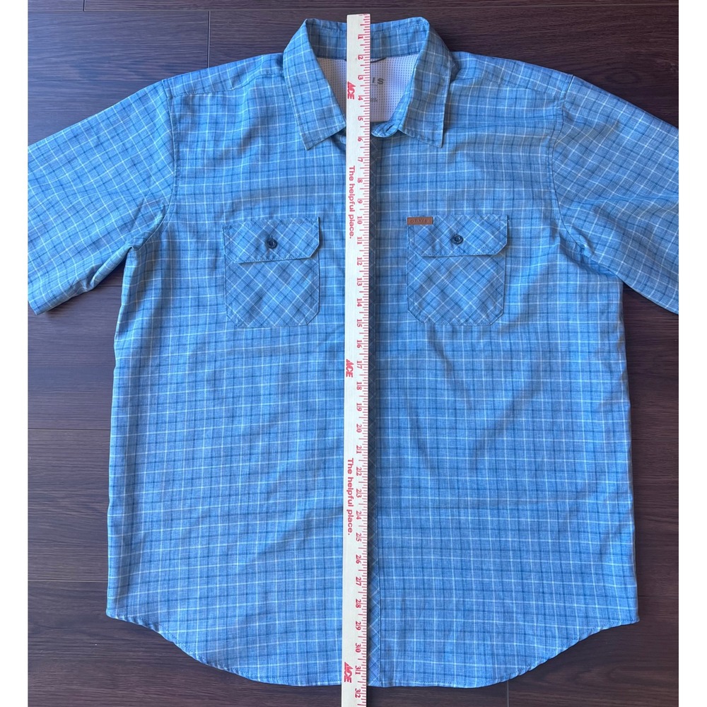 Orvis Mens XL Blue Plaid Short Sleeve Button Down Shirt Mesh Lined Hiking Top - Picture 7 of 7